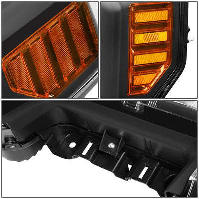 17-19 F250 F350 Super Duty Headlights - Black/Amber - Pair - HL-OH-FSD17-BK-AM - 5