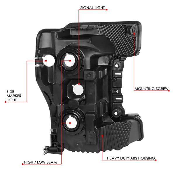 17-19 F250 F350 Super Duty Headlights - Black/Amber - Pair - HL-OH-FSD17-BK-AM - 7