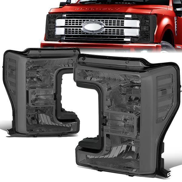 17-19 F250 F350 Super Duty Headlights - Smoked/Clear - Pair - HL-OH-FSD17-SM-CL1 - 1
