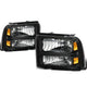 D-Motoring - Headlights - Black Housing - Amber Corner - Plug-n-Play - Pair - 05-07 Ford F-250 / 350 / 450 / 550 Super Duty - 1