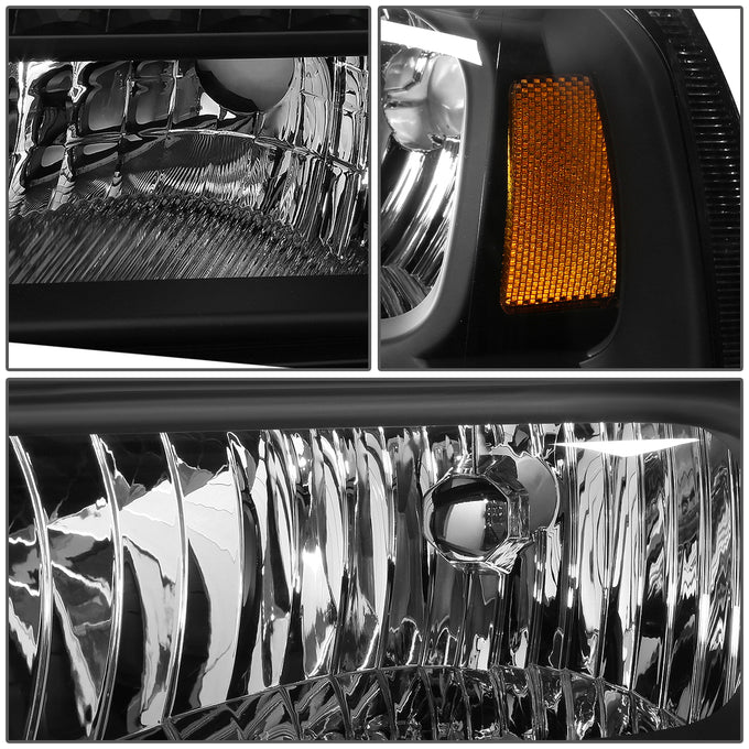 D-Motoring - Headlights - Black Housing - Amber Corner - Plug-n-Play - Pair - 05-07 Ford F-250 / 350 / 450 / 550 Super Duty - 2