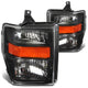 D-Motoring - Headlights - Black Housing - Amber Corner - Plug-n-Play - Pair - 08-10 Ford F-250 / 350 / 450 / 550 Super Duty - 1