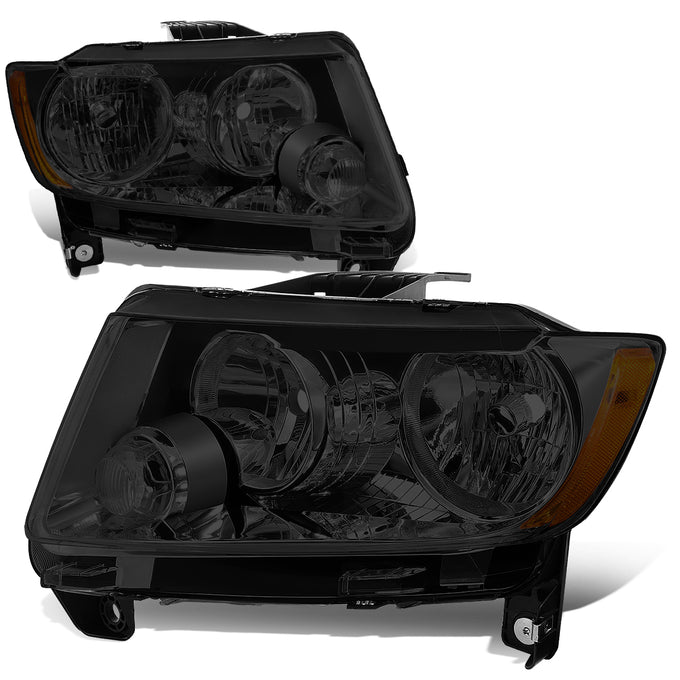 D-Motoring - 11-13 Jeep Grand Cherokee Headlights - Smoked Lens - Amber Corner - Plug-n-Play - Pair - 1