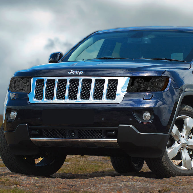 D-Motoring - 11-13 Jeep Grand Cherokee Headlights - Smoked Lens - Amber Corner - Plug-n-Play - Pair - 7