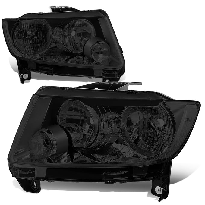 D-Motoring - 11-13 Jeep Grand Cherokee Headlights - Smoked Lens - Clear Corner - Plug-n-Play - Pair - 1