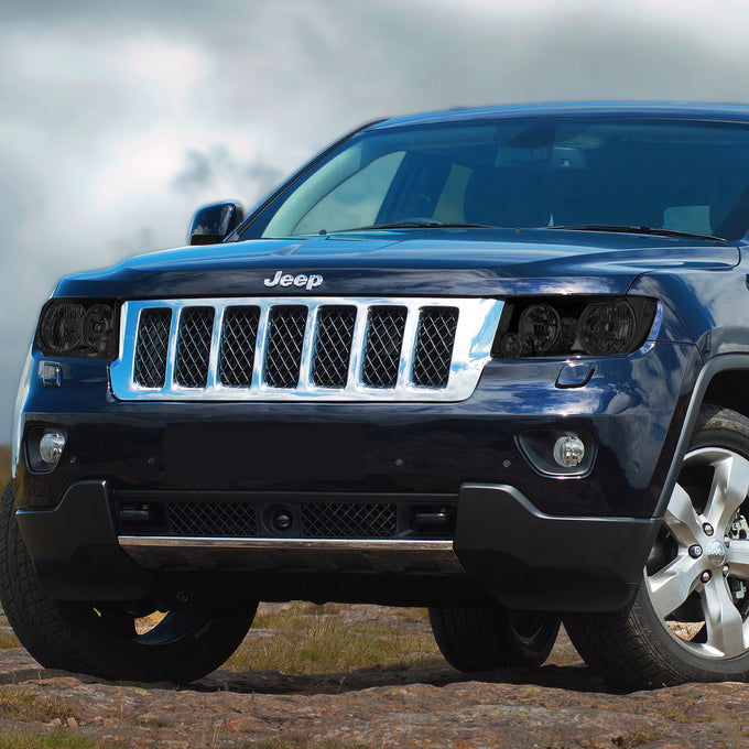 D-Motoring - 11-13 Jeep Grand Cherokee Headlights - Smoked Lens - Clear Corner - Plug-n-Play - Pair - 7