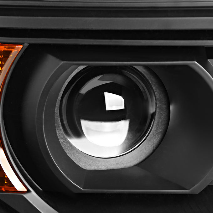 D-Motoring - Headlights - Black Housing - Amber Corner - Projector - Plug-n-Play - Pair - GMC Sierra 1500 / 2500HD / 3500HD - 2