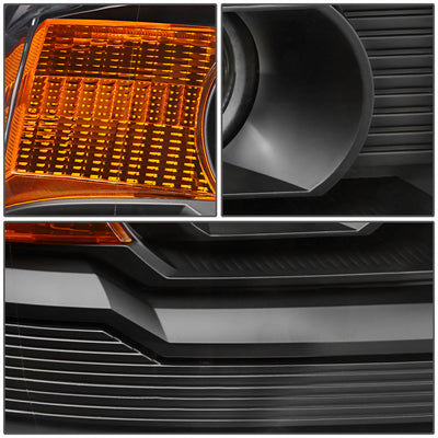 D-Motoring - Headlights - Black Housing - Amber Corner - Projector - Plug-n-Play - Pair - GMC Sierra 1500 / 2500HD / 3500HD - 3