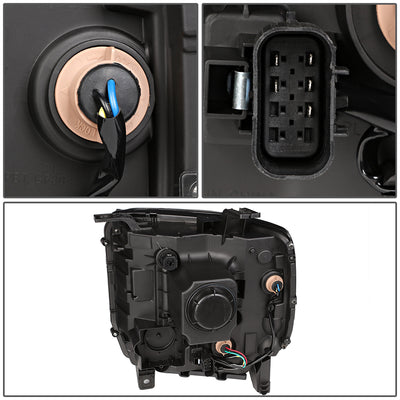 D-Motoring - Headlights - Black Housing - Amber Corner - Projector - Plug-n-Play - Pair - GMC Sierra 1500 / 2500HD / 3500HD - 4