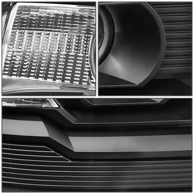 D-Motoring - Headlights - Black Housing - Clear Corner - Projector - Plug-n-Play - Pair - GMC Sierra 1500 / 2500HD / 3500HD - 3