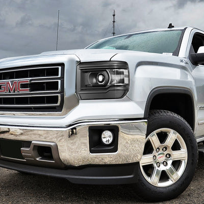 D-Motoring - Headlights - Black Housing - Clear Corner - Projector - Plug-n-Play - Pair - GMC Sierra 1500 / 2500HD / 3500HD - 5