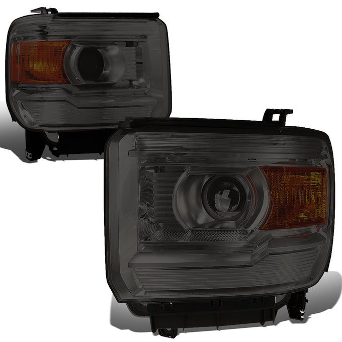 D-Motoring - Headlights - Smoked Lens - Amber Corner - Projector - Plug-n-Play - Pair - GMC Sierra 1500 / 2500 / 3500 - 1