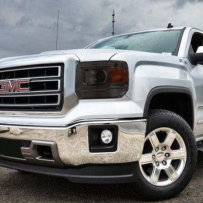 D-Motoring - Headlights - Smoked Lens - Amber Corner - Projector - Plug-n-Play - Pair - GMC Sierra 1500 / 2500 / 3500 - 5