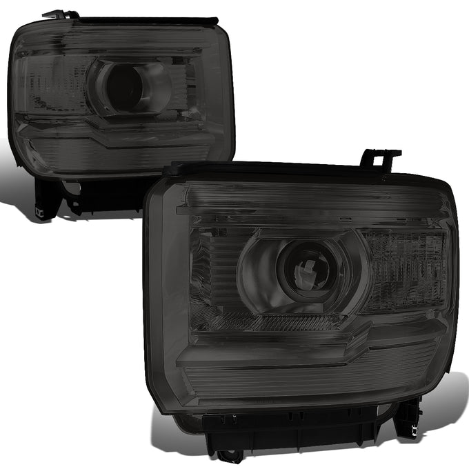D-Motoring - Headlights - Smoked Lens - Clear Corner - Projector - Plug-n-Play - Pair - GMC Sierra 1500 / 2500 / 3500 - 1