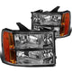 D-Motoring - Headlights - Chrome Housing - Amber Corner - Plug-n-Play - Pair - GMC Sierra 1500 / 2500 / 3500 - 3
