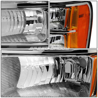 D-Motoring - Headlights - Chrome Housing - Amber Corner - Plug-n-Play - Pair - GMC Sierra 1500 / 2500 / 3500 - 2