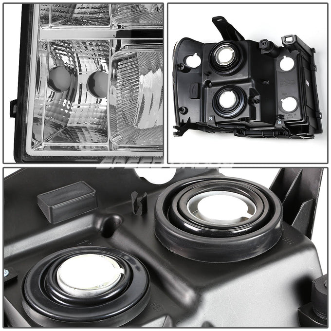 D-Motoring - Headlights - Chrome Housing - Amber Corner - Plug-n-Play - Pair - GMC Sierra 1500 / 2500 / 3500 - 4