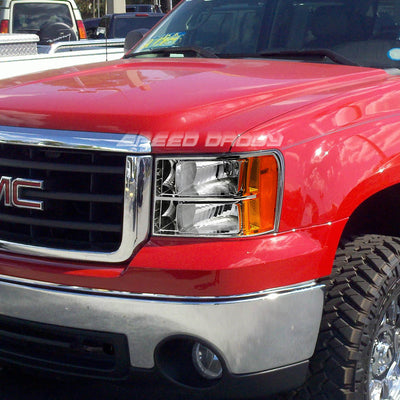 D-Motoring - Headlights - Chrome Housing - Amber Corner - Plug-n-Play - Pair - GMC Sierra 1500 / 2500 / 3500 - 5
