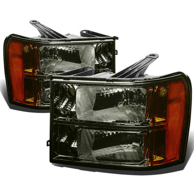 D-Motoring - Headlights - Smoked Lens - Amber Corner - Plug-n-Play - Pair - GMC Sierra 1500 / 2500 / 3500 - 1