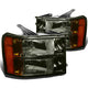 D-Motoring - Headlights - Smoked Lens - Amber Corner - Plug-n-Play - Pair - GMC Sierra 1500 / 2500 / 3500 - 3