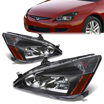 03-07 Honda Accord Headlights - Black Housing - Amber Corner - Plug-n-Play - Pair