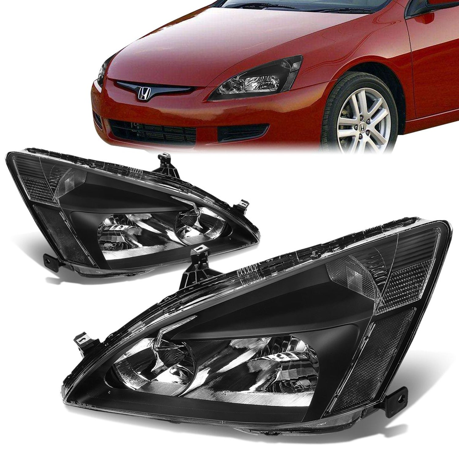 03-07 Honda Accord Headlights - Black Housing - Plug-n-Play - Pair