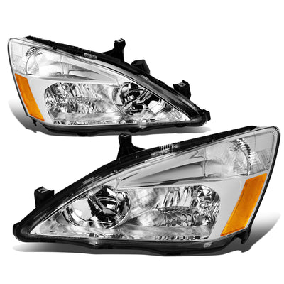D-Motoring - Headlights - Chrome Housing - Amber Corner - Plug-n-Play - Pair - 03-07 Honda Accord - 1