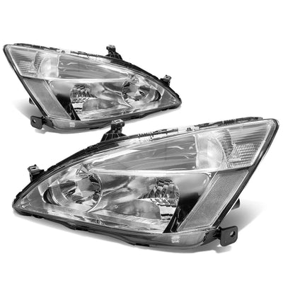 D-Motoring - Headlights - Chrome Housing - Plug-n-Play - Pair - 03-07 Honda Accord - 1