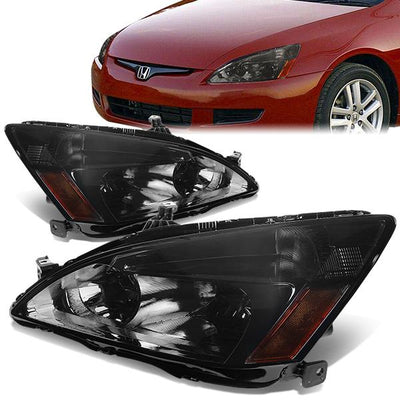 03-07 Honda Accord Headlights - Smoked Housing - Amber Corner - Plug-n-Play - Pair