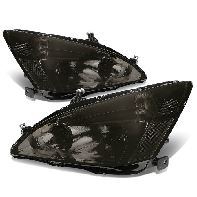 D-Motoring - Headlights - Smoked Lens - Clear Corner - Plug-n-Play - Pair - 03-07 Honda Accord - 1