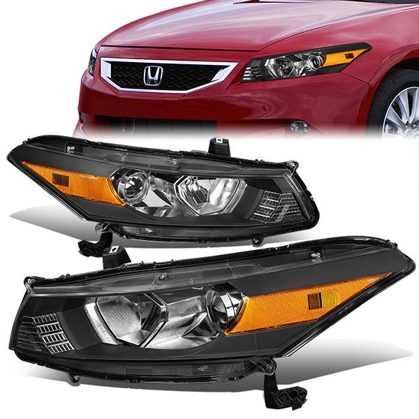 08-12-honda-accord-2-dr-coupeheadlights-black-housing-clear-lens-amber-corner-plug-n-play-pair-hl-oh-ha082d-bk-am-t2 - 1