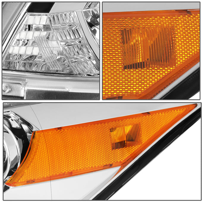 D-Motoring - 08-12 Honda Accord 2-Dr CoupeHeadlights - Chrome Housing - Clear Lens - Amber Corner - Plug-n-Play - Pair - 4