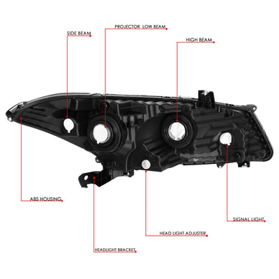 D-Motoring - 08-12 Honda Accord 2-Dr CoupeHeadlights - Smoked Housing - Amber Corner - Plug-n-Play - Pair - 6