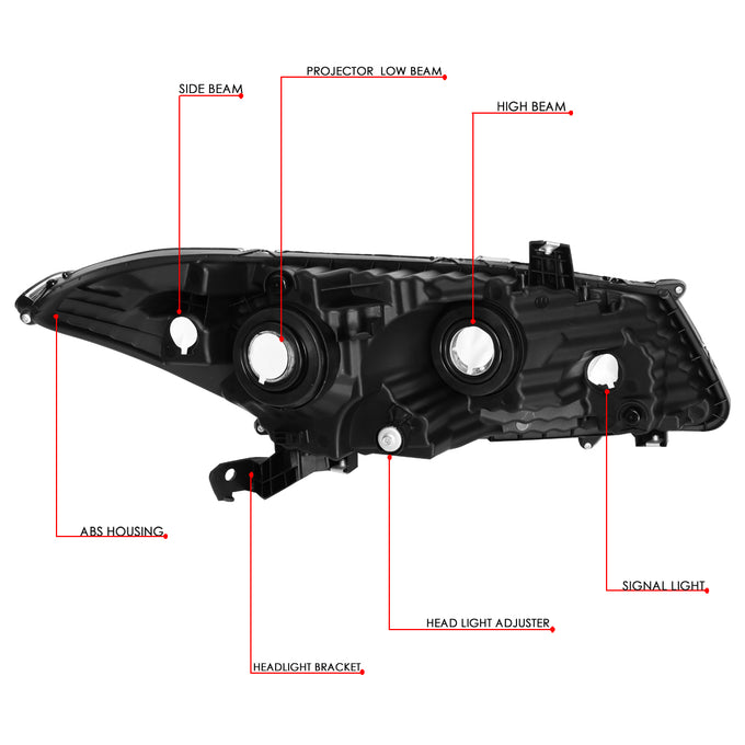 D-Motoring - 08-12 Honda Accord 2-Dr CoupeHeadlights - Smoked Housing - Amber Corner - Plug-n-Play - Pair - 6