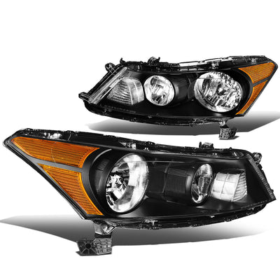 D-Motoring - Headlights - Black Housing - Amber Corner - Plug-n-Play - Pair - 08-12 Honda Accord 4-Door - 1