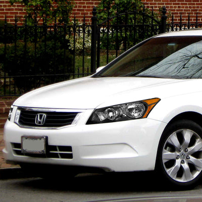 D-Motoring - Headlights - Black Housing - Amber Corner - Plug-n-Play - Pair - 08-12 Honda Accord 4-Door - 4