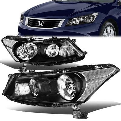 08-12 Honda Accord Headlights - Black Housing - Plug-n-Play - Pair