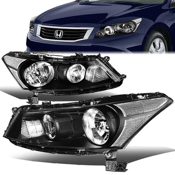 08-12 Honda Accord Headlights - Black Housing - Plug-n-Play - Pair