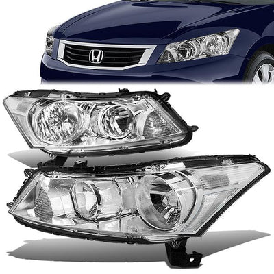 08-12 Honda Accord Headlights - Chrome Housing - Plug-n-Play - Pair