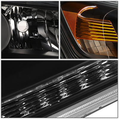 D-Motoring - Headlights - Black Housing - Amber Corner - Projector - Plug-n-Play - Pair - 13-15 Honda Accord 4-Door Sedan - 4