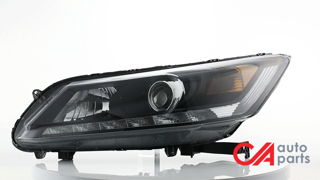 D-Motoring - Headlights - Black Housing - Amber Corner - Projector - Plug-n-Play - Pair - 13-15 Honda Accord 4-Door Sedan - 2