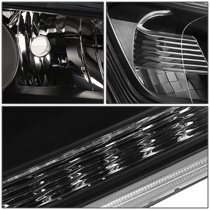 D-Motoring - Headlights - Black Housing - Clear Corner - Projector - Plug-n-Play - Pair - 13-15 Honda Accord 4-Door Sedan - 4