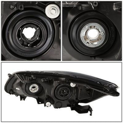 D-Motoring - Headlights - Black Housing - Clear Corner - Projector - Plug-n-Play - Pair - 13-15 Honda Accord 4-Door Sedan - 5