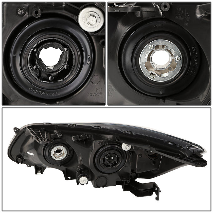 D-Motoring - Headlights - Black Housing - Clear Corner - Projector - Plug-n-Play - Pair - 13-15 Honda Accord 4-Door Sedan - 5
