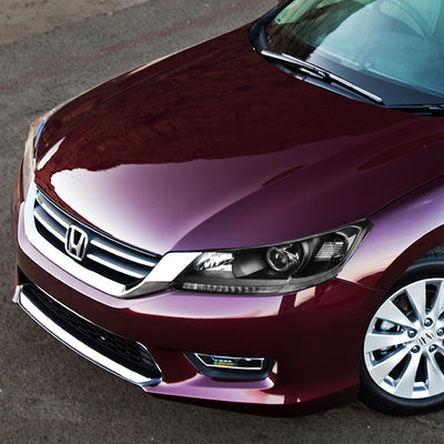 D-Motoring - Headlights - Black Housing - Clear Corner - Projector - Plug-n-Play - Pair - 13-15 Honda Accord 4-Door Sedan - 6
