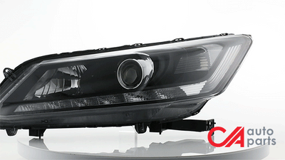 D-Motoring - Headlights - Black Housing - Clear Corner - Projector - Plug-n-Play - Pair - 13-15 Honda Accord 4-Door Sedan - 2