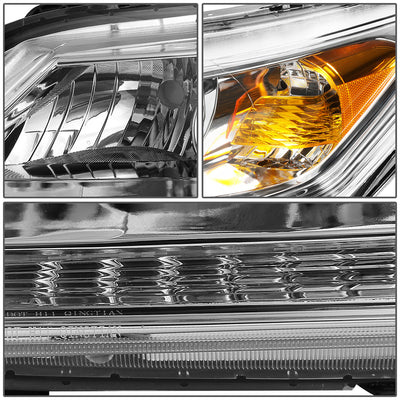 D-Motoring - Headlights - Chrome Housing - Amber Corner - Projector - Plug-n-Play - Pair - 13-15 Honda Accord 4-Door Sedan - 4
