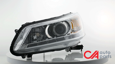 D-Motoring - Headlights - Chrome Housing - Amber Corner - Projector - Plug-n-Play - Pair - 13-15 Honda Accord 4-Door Sedan - 2