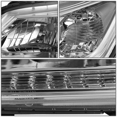 D-Motoring - Headlights - Chrome Housing - Clear Corner - Projector - Plug-n-Play - Pair - 13-15 Honda Accord 4-Door Sedan - 4