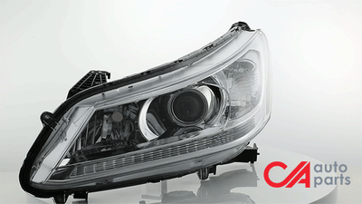 D-Motoring - Headlights - Chrome Housing - Clear Corner - Projector - Plug-n-Play - Pair - 13-15 Honda Accord 4-Door Sedan - 2